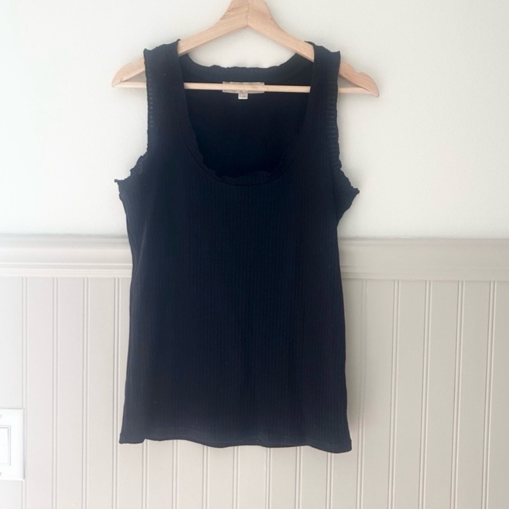 LOFT Black Ribbed Tank Top medium